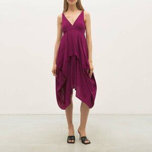 Balenciaga Fuchsia Silk Sleeveless Flowy Midi Dress Celeb Fave size 42 / L